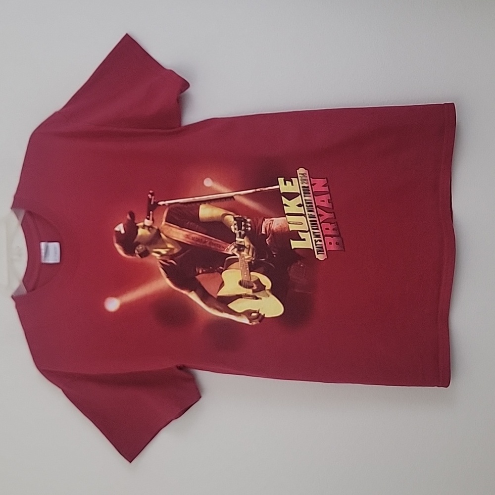 Luke Bryan 2014 Band Tour Red Graphic Short Sleeve Cotton  T-Shirt M